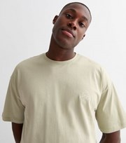 New Look Light Green Embroidered Waves Short Sleeve Oversized T-Shirt